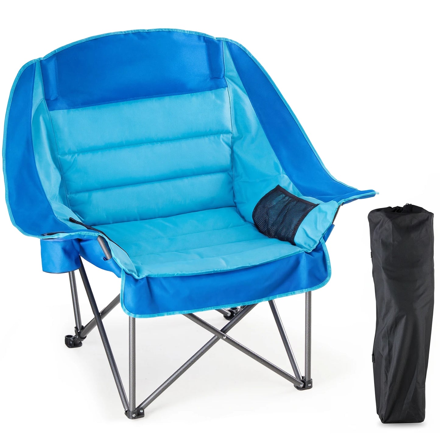 450Lbs Oversized Camping Chair Folding Chair with Cup Holder Padded Armrests Sturdy Steel Frame Outdoor Picnic Chair