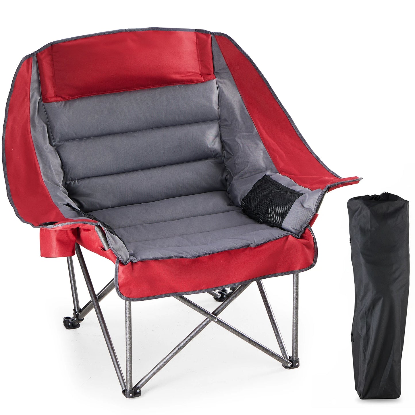 450Lbs Oversized Camping Chair Folding Chair with Cup Holder Padded Armrests Sturdy Steel Frame Outdoor Picnic Chair