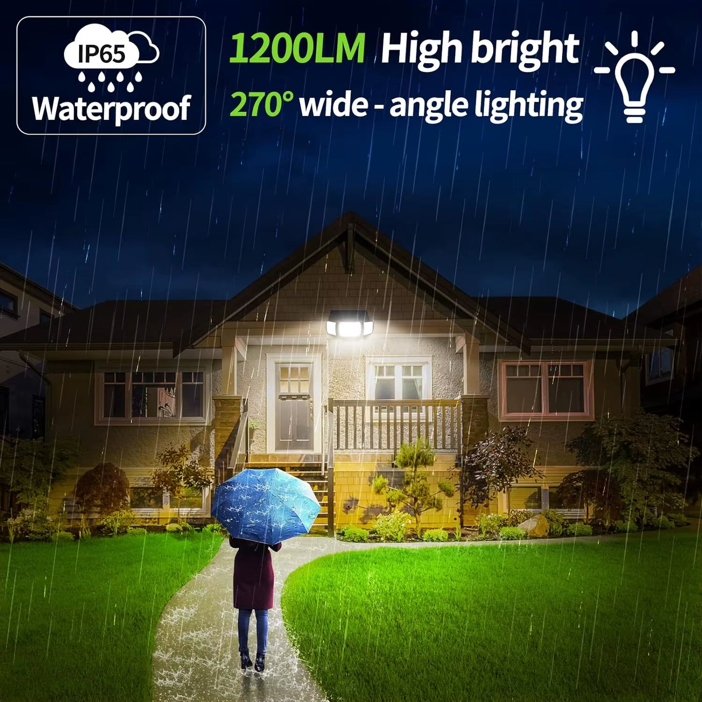 6000Mah Outdoor Solar Light Security Flood Light Spotlight Larger Solar Panel Two Motion Sensor for Garden Yard Garage