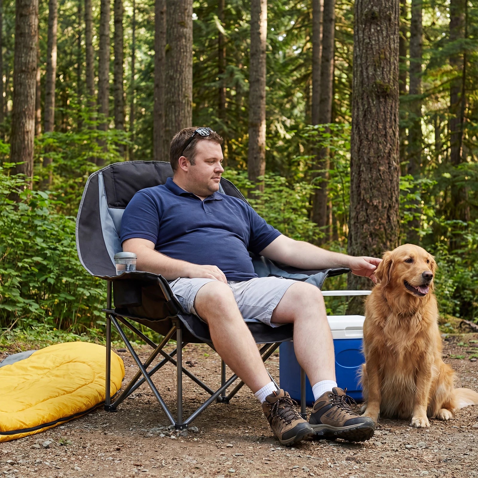450Lbs Oversized Camping Chair Folding Chair with Cup Holder Padded Armrests Sturdy Steel Frame Outdoor Picnic Chair