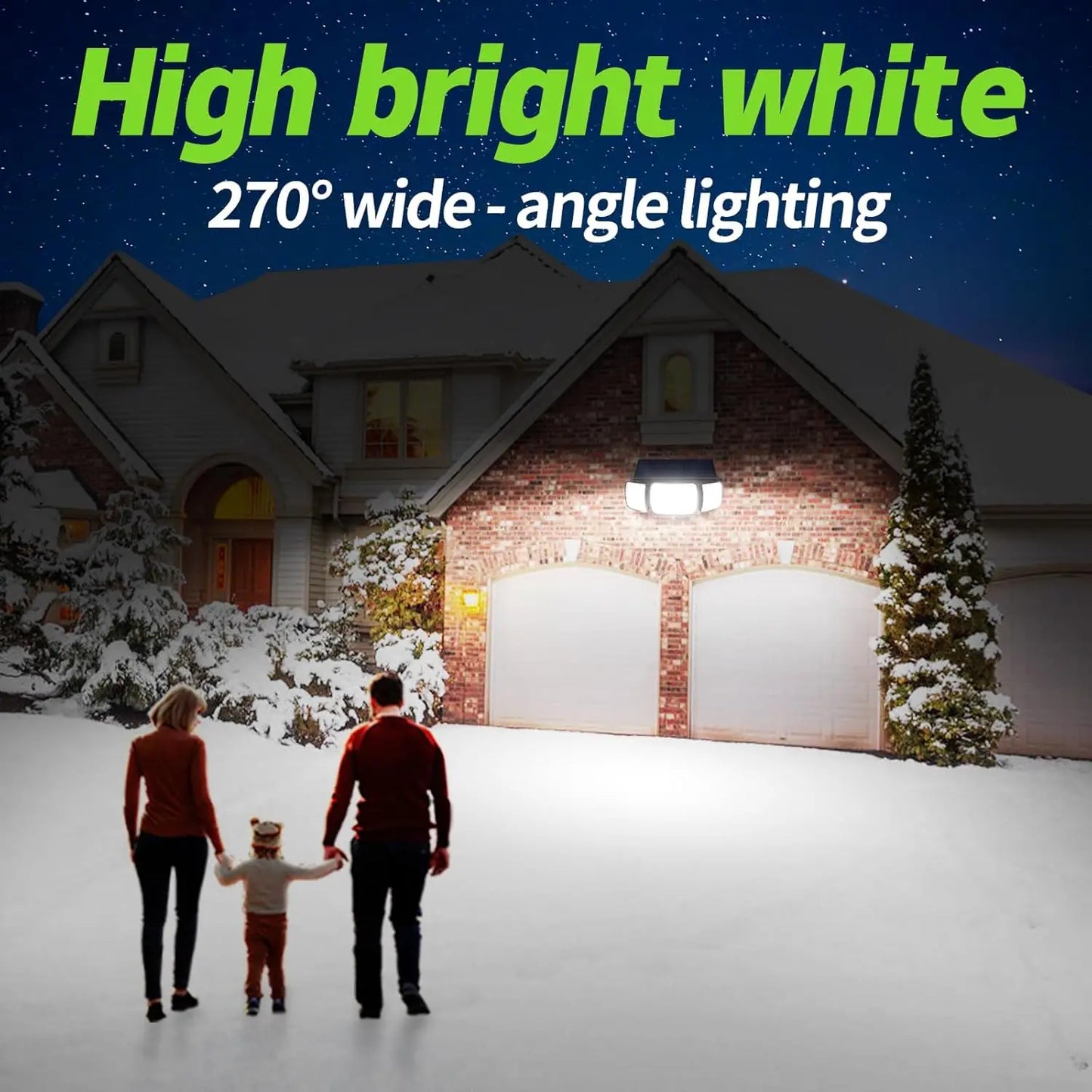 6000Mah Outdoor Solar Light Security Flood Light Spotlight Larger Solar Panel Two Motion Sensor for Garden Yard Garage