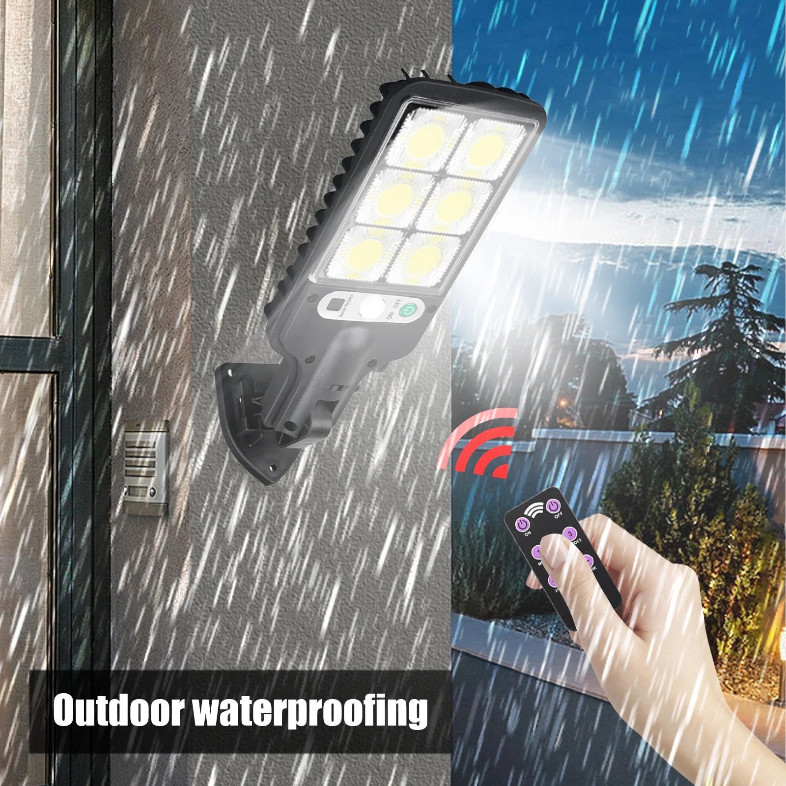 Outdoor Solar Lights for Yard, Motion Sensor Solar Powered Lights IP65, 3 Modes, with Remote Control,Wall Security Lights for Fence Yard Garden Patio Front Lámparas Solares Para Exteriores