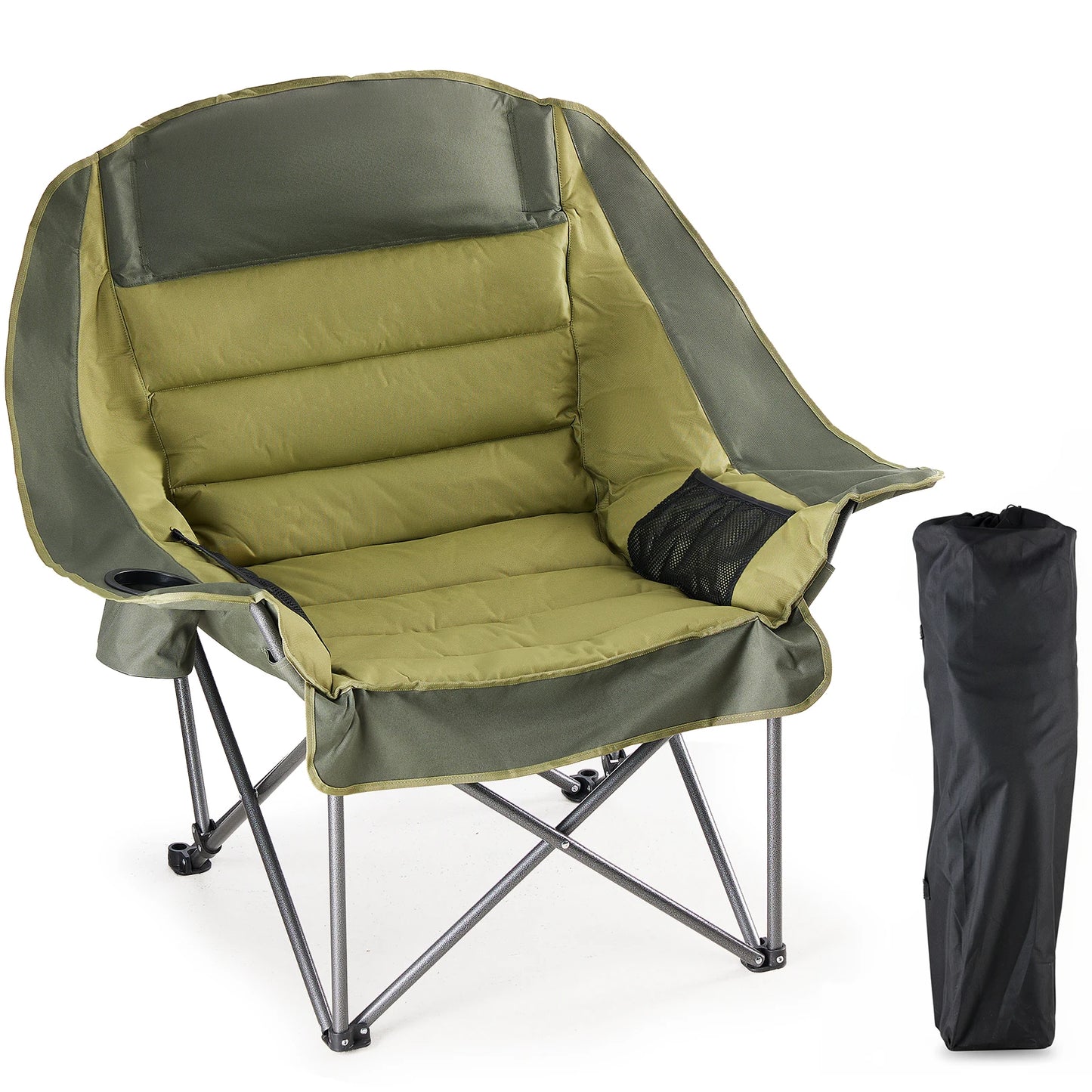 450Lbs Oversized Camping Chair Folding Chair with Cup Holder Padded Armrests Sturdy Steel Frame Outdoor Picnic Chair