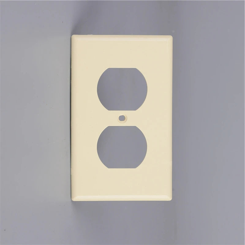 Duplex Electrical Outlet Modern Plugboard Plug-In Electrical Receptacle Wall Plate with LED Night Lights - Auto On/Off Sensor