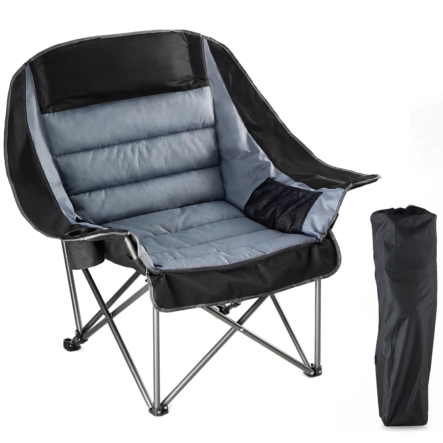 450Lbs Oversized Camping Chair Folding Chair with Cup Holder Padded Armrests Sturdy Steel Frame Outdoor Picnic Chair