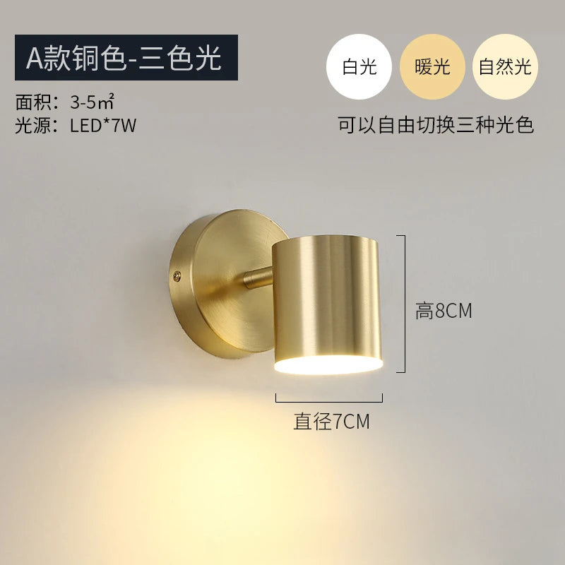 Wall Decor Nordic Room Bedroom Bed Post Modern Simple Can Rotate Light Luxury Gold Mirror Front Aisle Wall Light